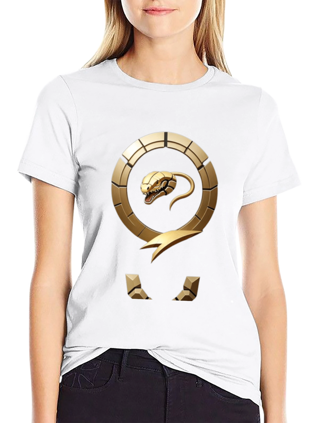 Golden Snake Emblem Black T-Shirt