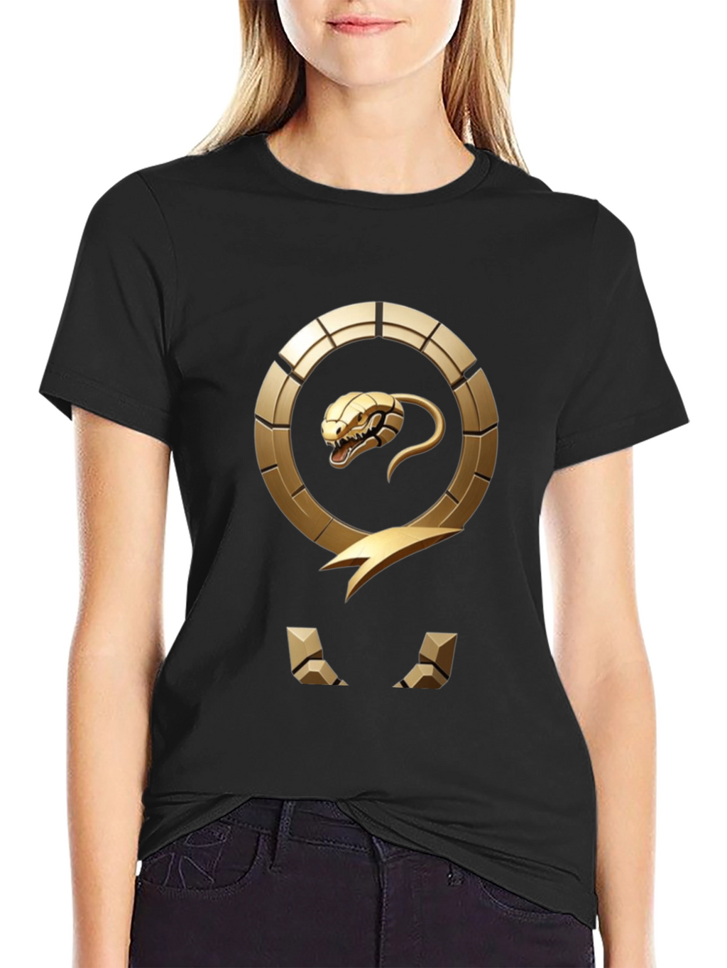 Golden Snake Emblem Black T-Shirt