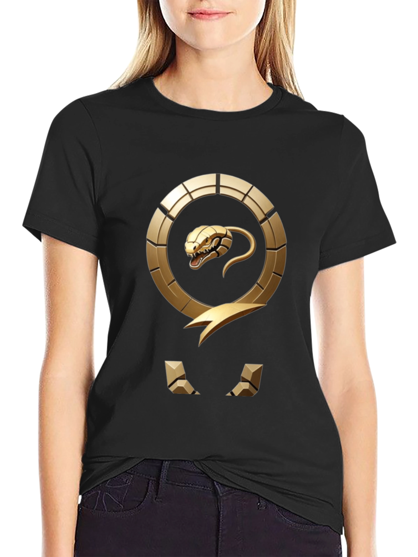 Golden Snake Emblem Black T-Shirt