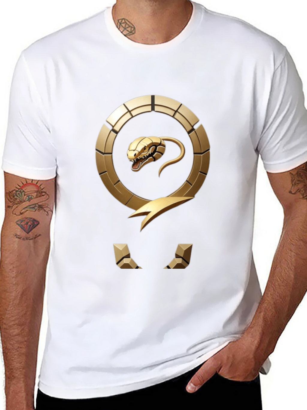 Golden Snake Emblem Black T-Shirt