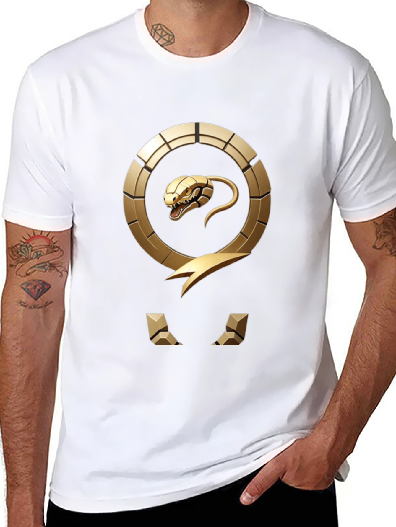Golden Snake Emblem Black T-Shirt
