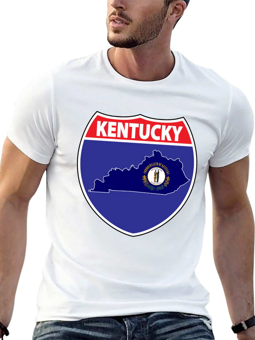 Kentucky State Map Graphic Tee - Black