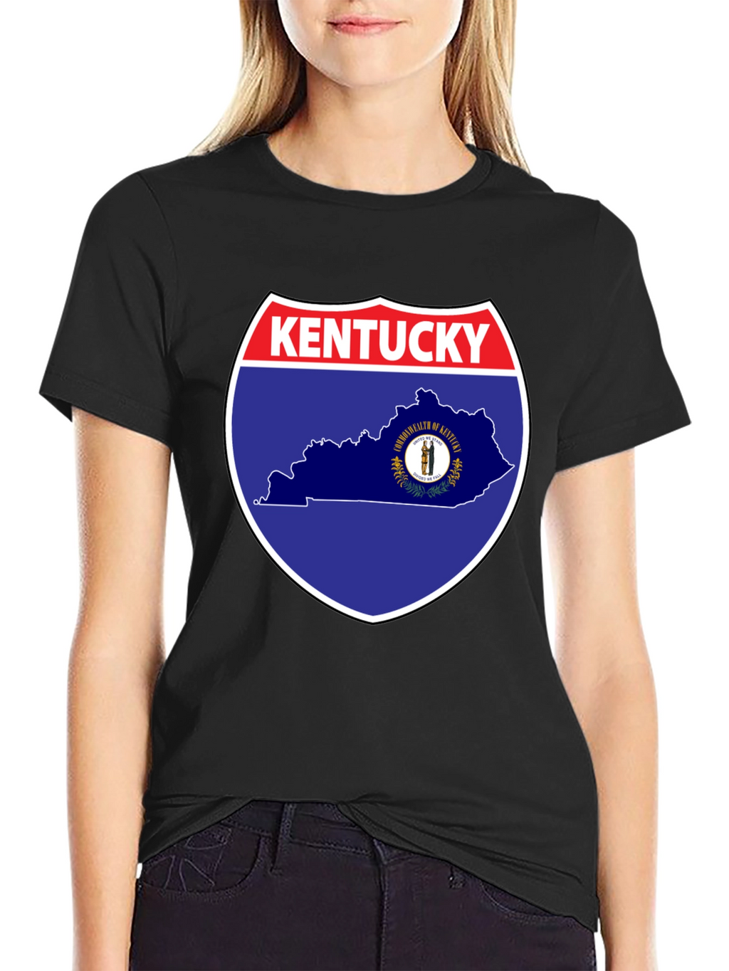 Kentucky State Map Graphic Tee - Black