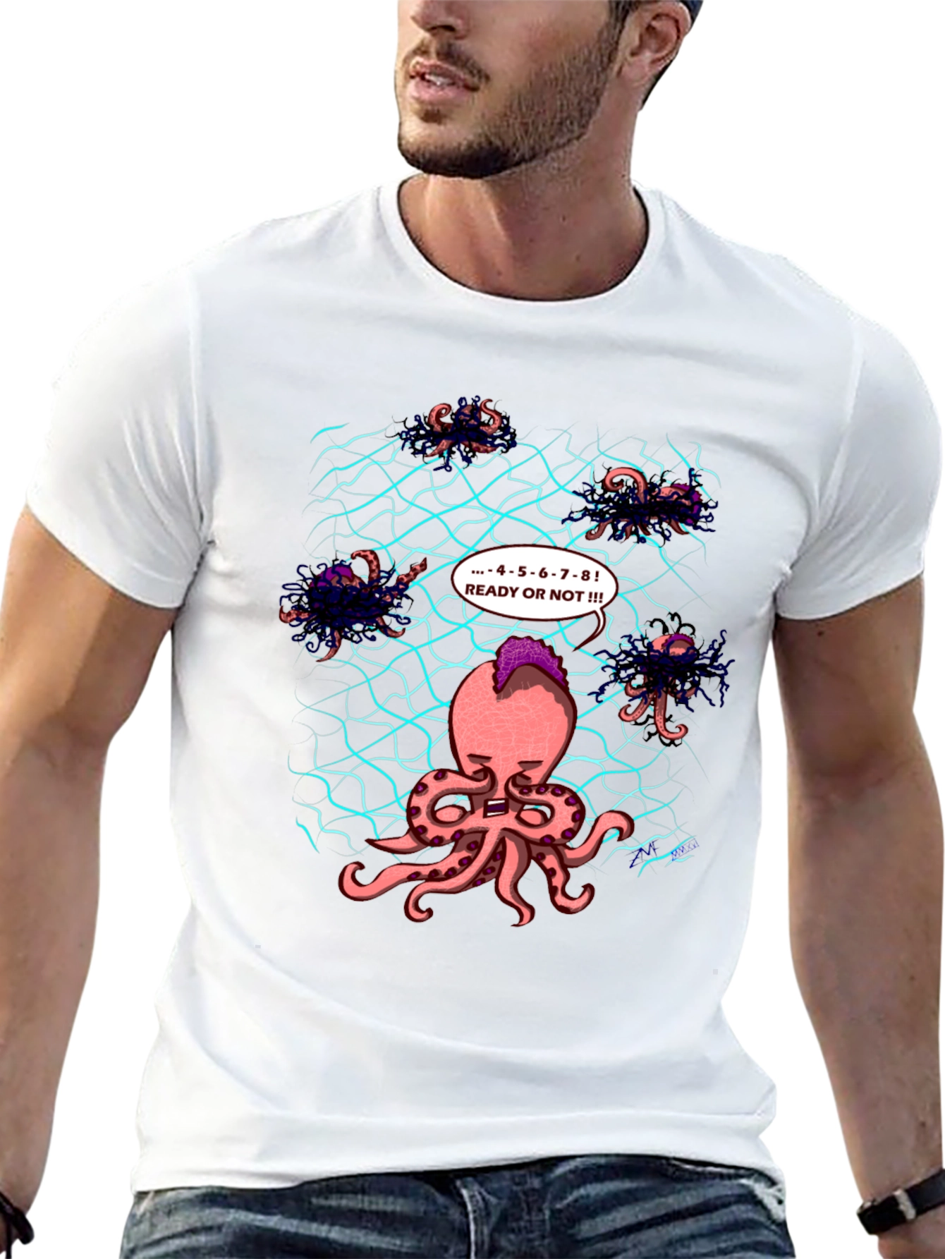 Octopus Hide & Seek Black T-Shirt