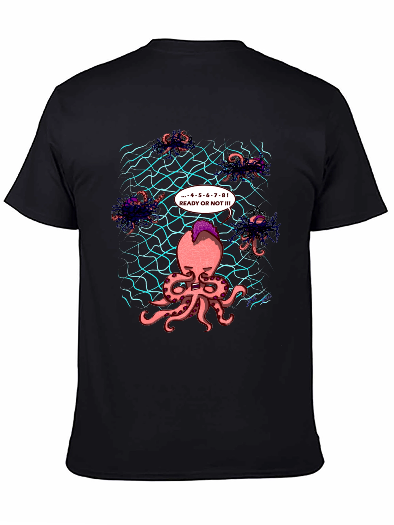 Octopus Hide & Seek Black T-Shirt