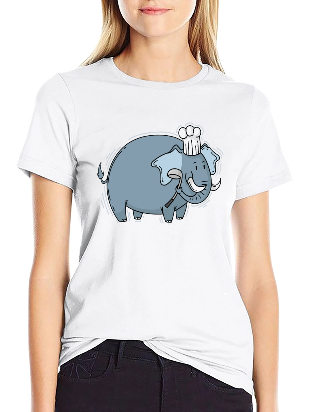 Chef Elephant Graphic Tee - Black Cotton Comfort