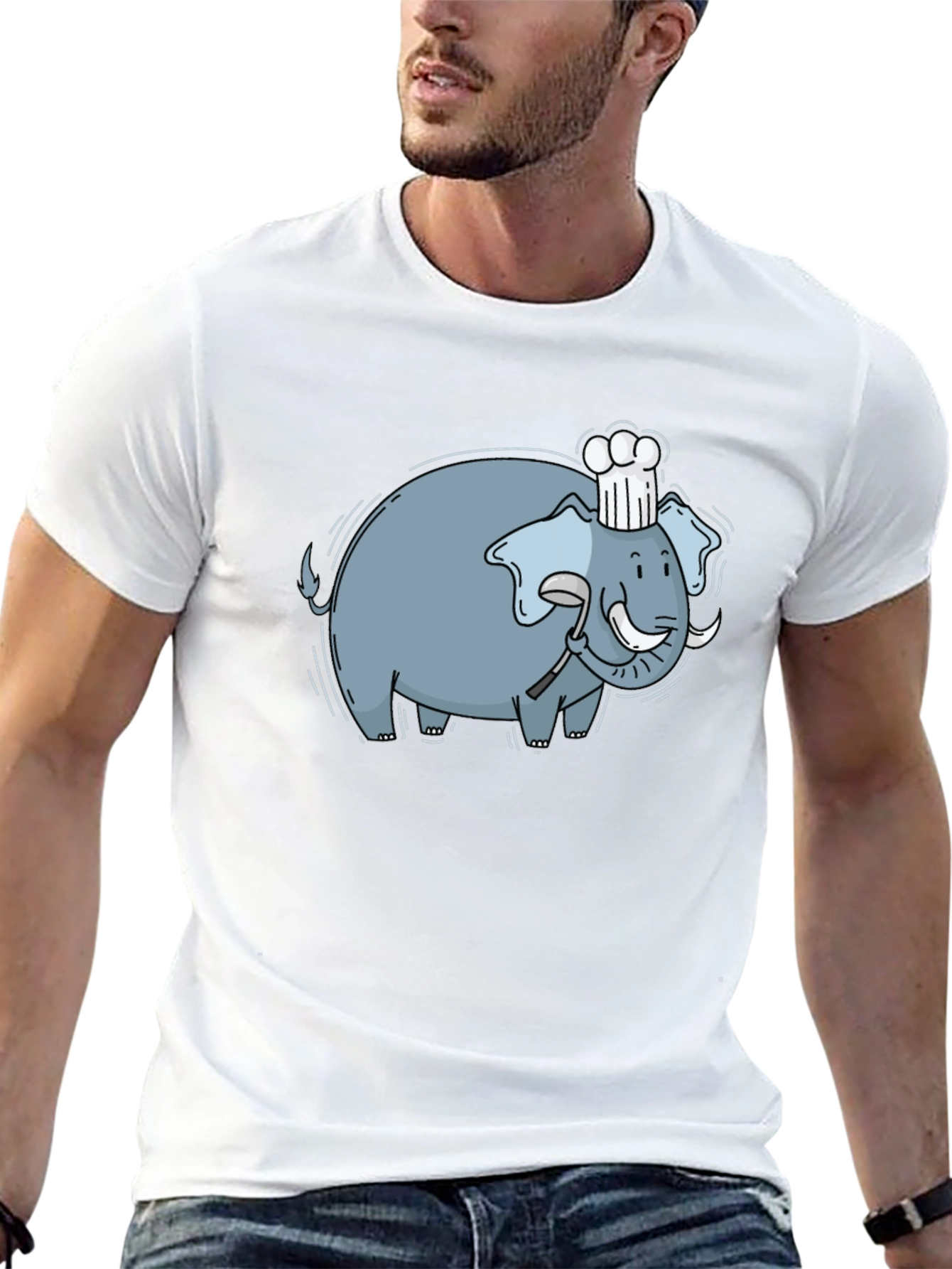 Chef Elephant Graphic Tee - Black Cotton Comfort
