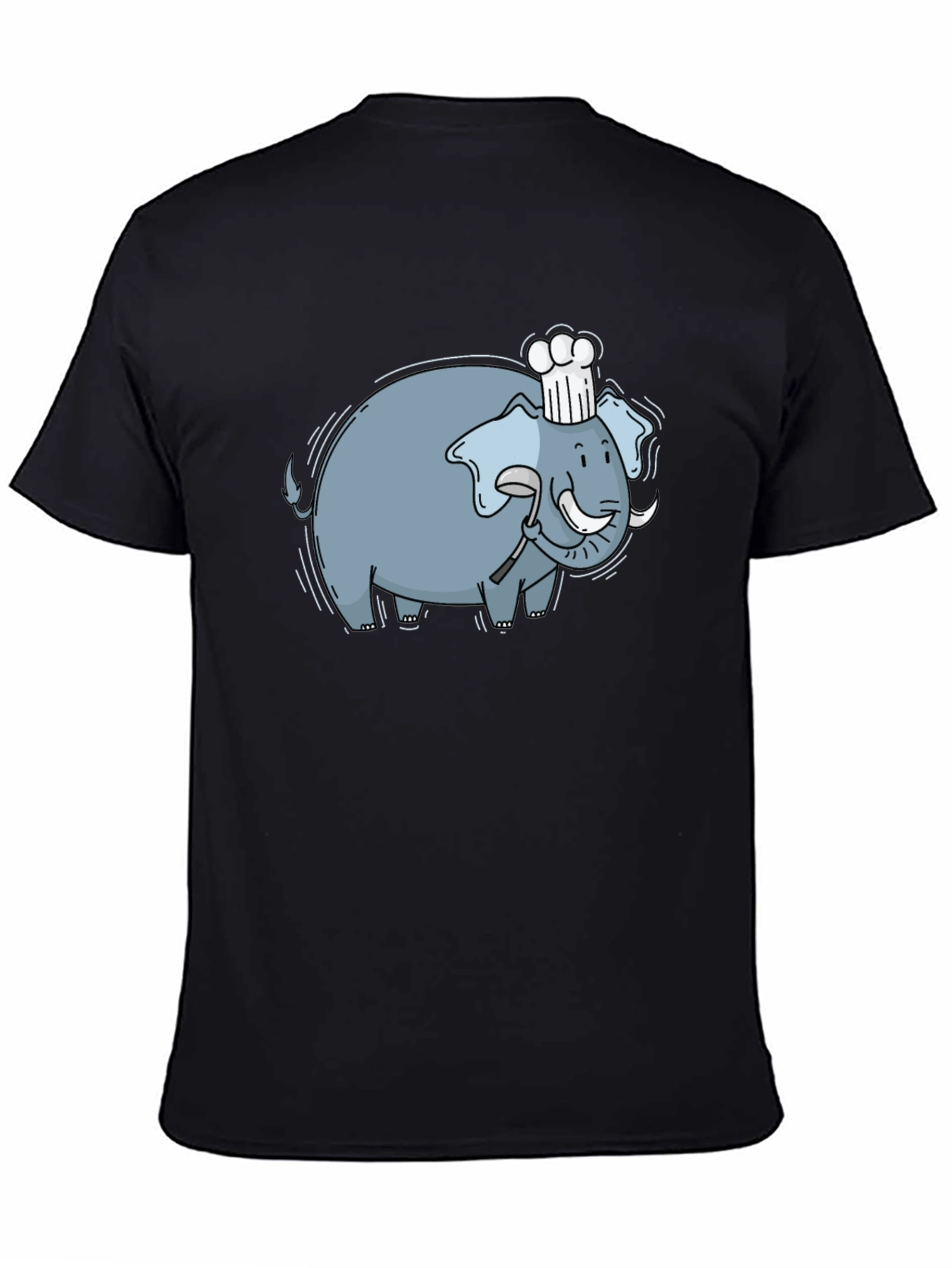 Chef Elephant Graphic Tee - Black Cotton Comfort