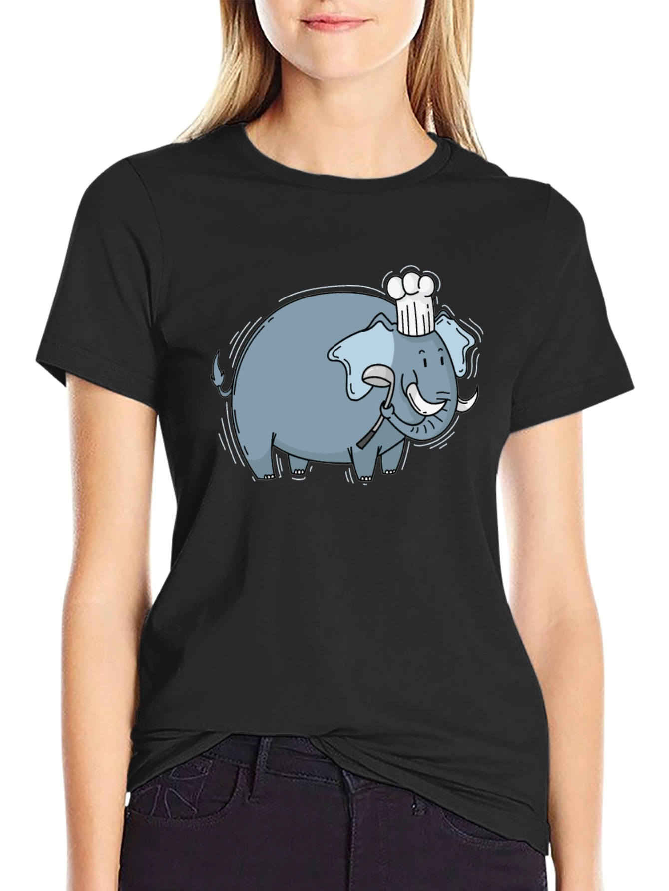 Chef Elephant Graphic Tee - Black Cotton Comfort