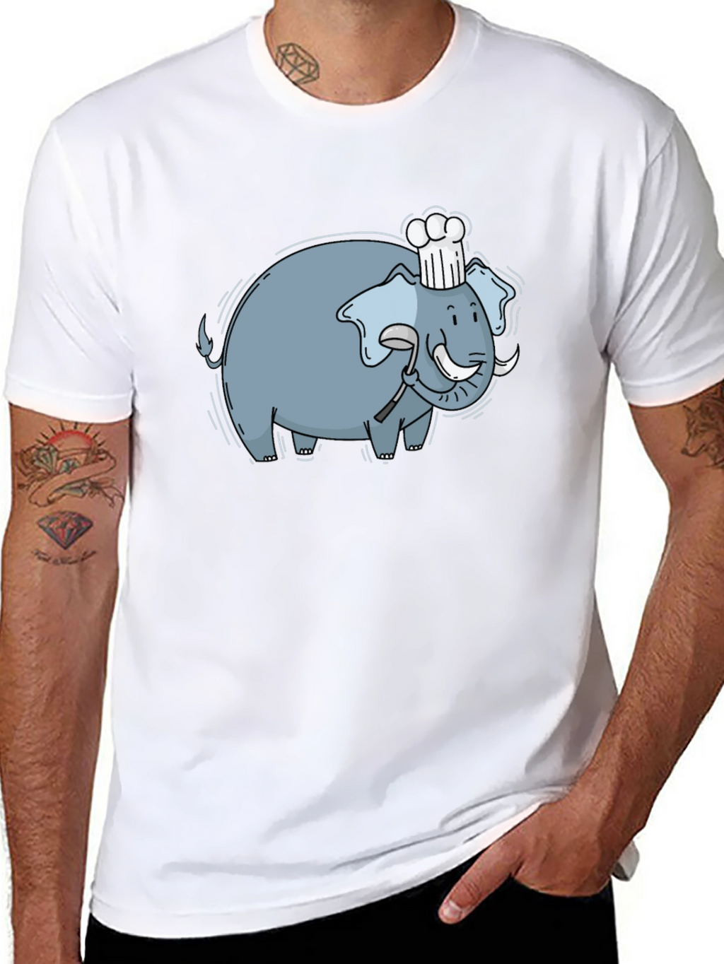 Chef Elephant Graphic Tee - Black Cotton Comfort