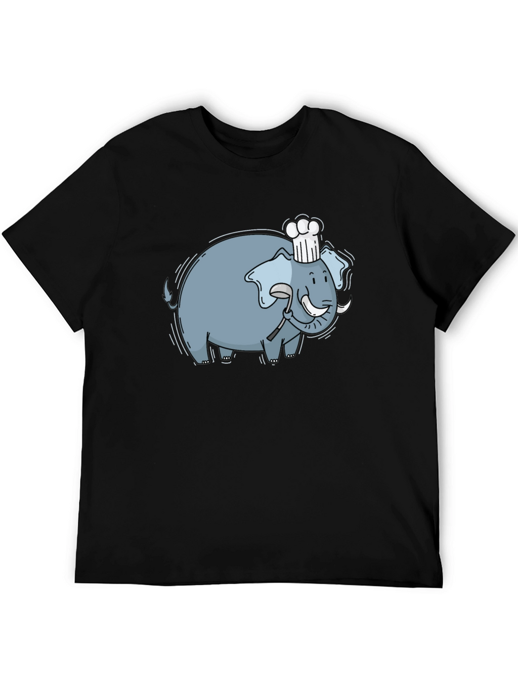 Chef Elephant Graphic Tee - Black Cotton Comfort