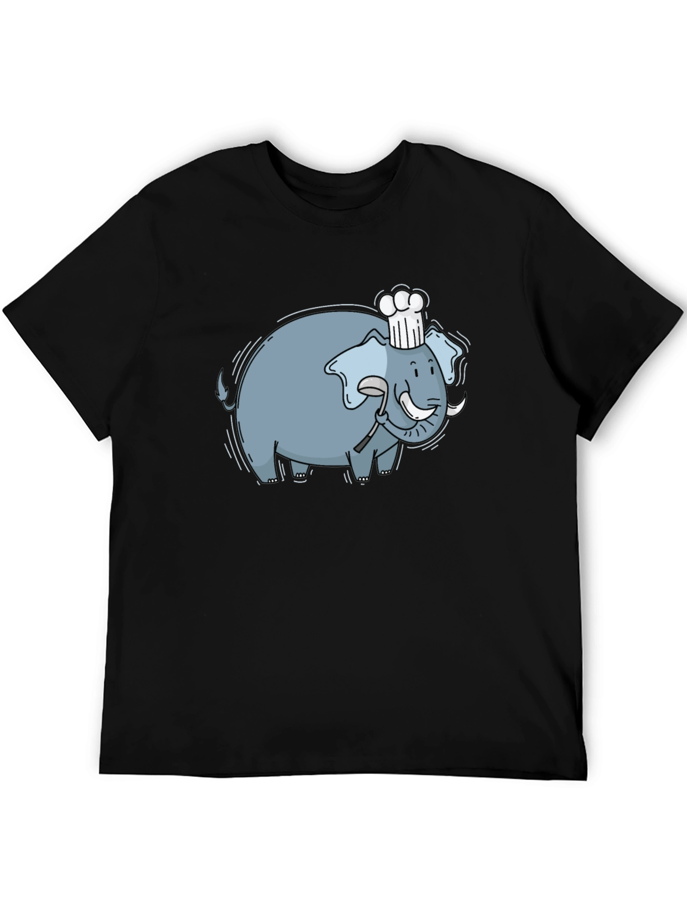 Chef Elephant Graphic Tee - Black Cotton Comfort