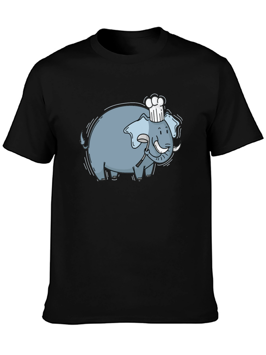 Chef Elephant Graphic Tee - Black Cotton Comfort