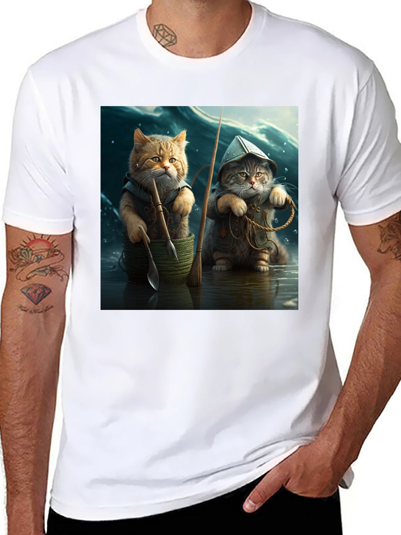Cat Fishermen Graphic Tee