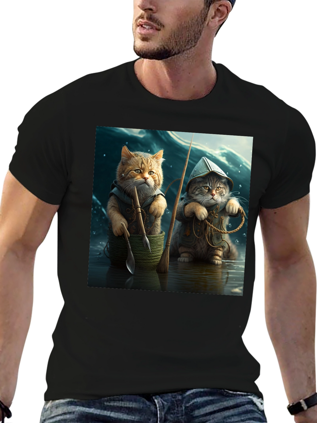 Cat Fishermen Graphic Tee