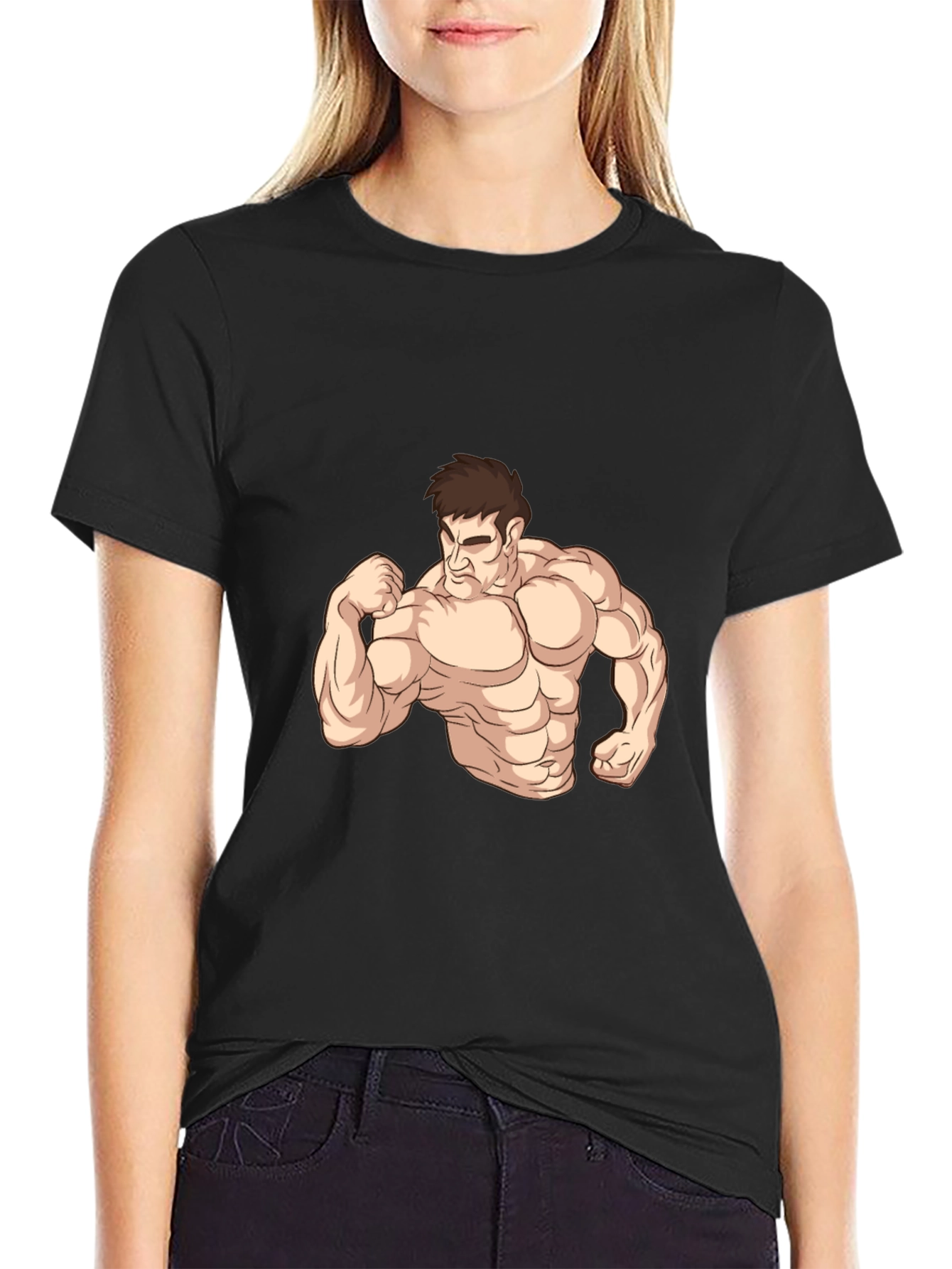 Muscle Man Graphic Tee - Black Cotton Comfort