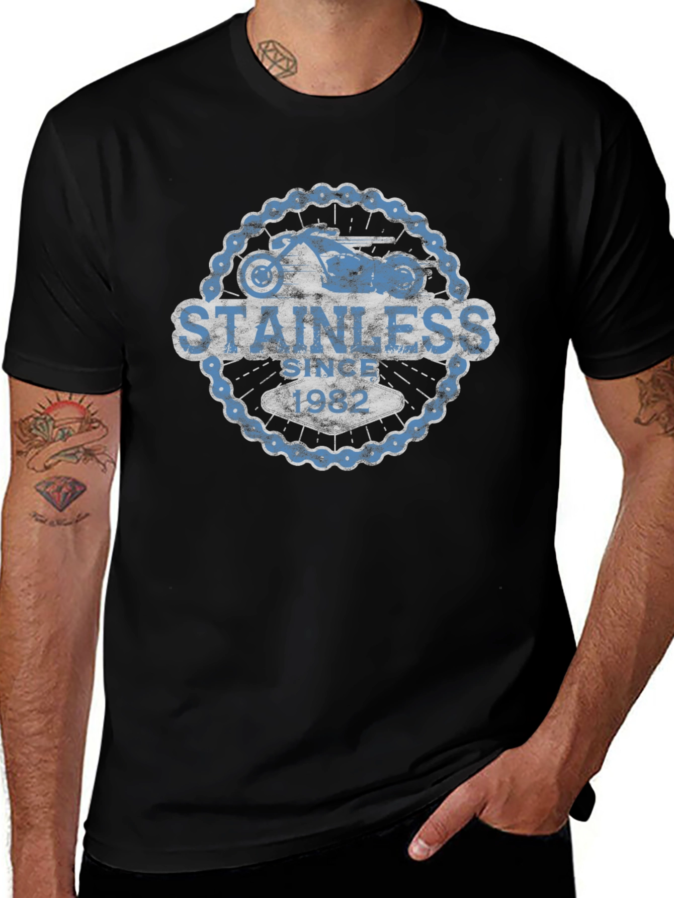 Stainless Since 1982 Mens Black Graphic Tee