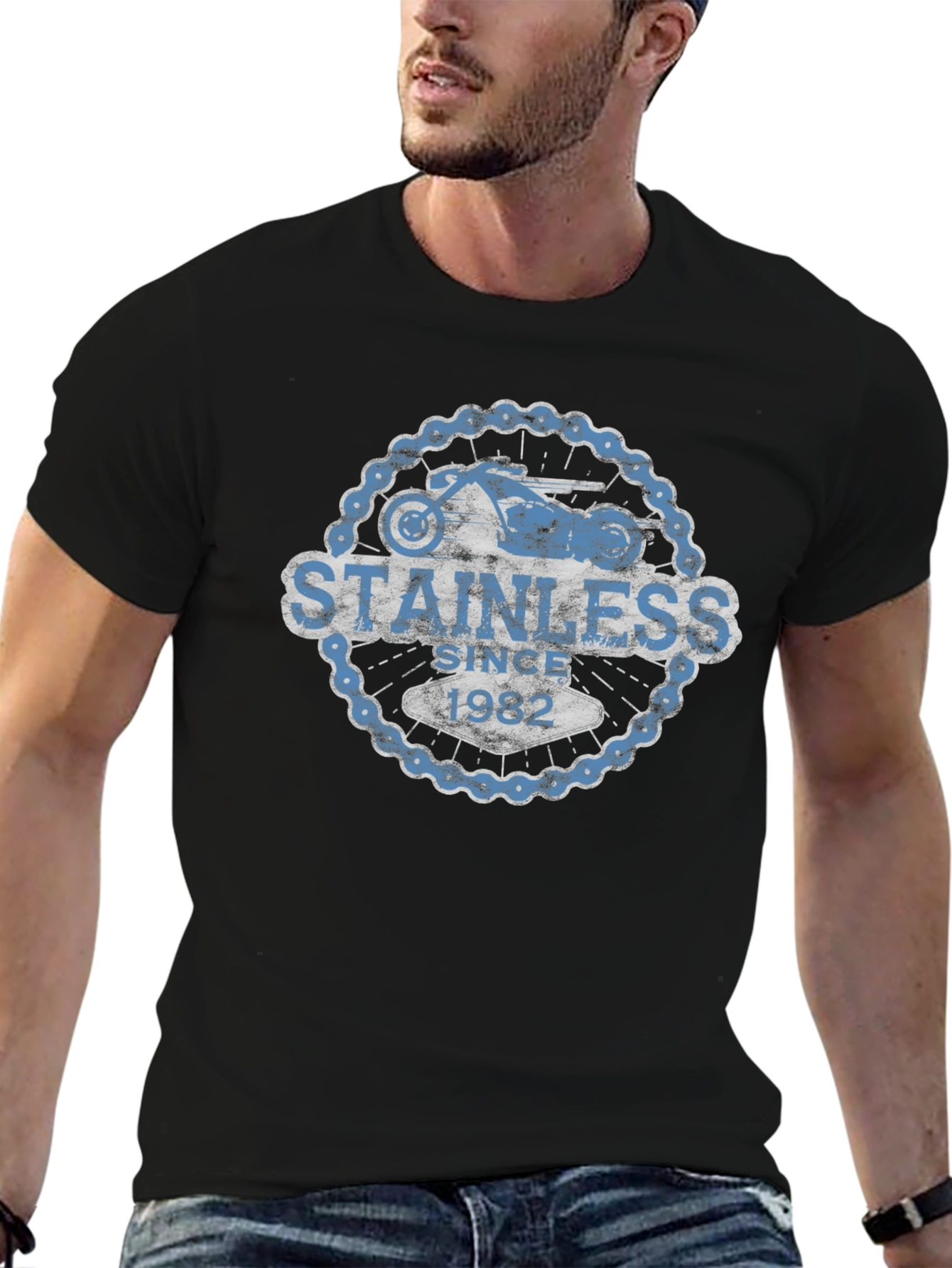 Stainless Since 1982 Mens Black Graphic Tee