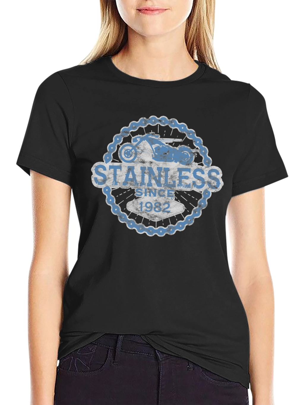Stainless Since 1982 Mens Black Graphic Tee
