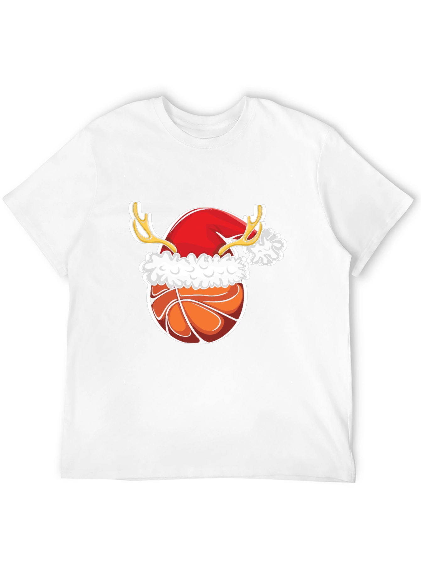 Christmas Basketball T-Shirt Reindeer Santa Hat