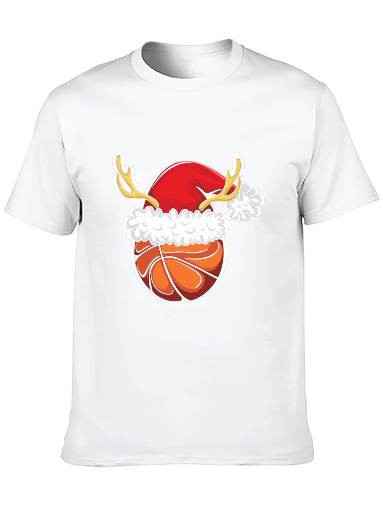 Christmas Basketball T-Shirt Reindeer Santa Hat