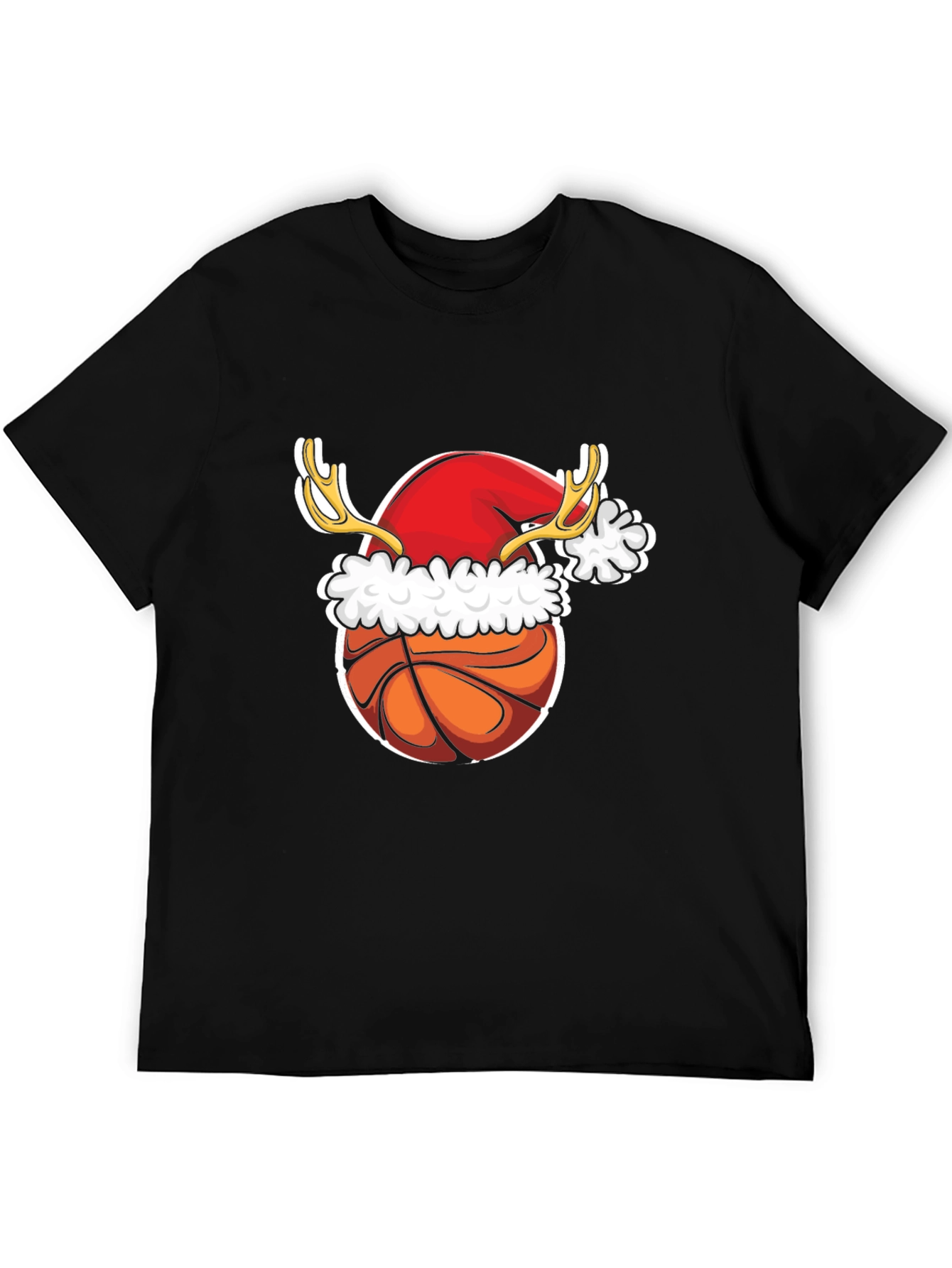 Christmas Basketball T-Shirt Reindeer Santa Hat