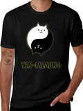 Yin-Meaung Cat Graphic Black T-Shirt