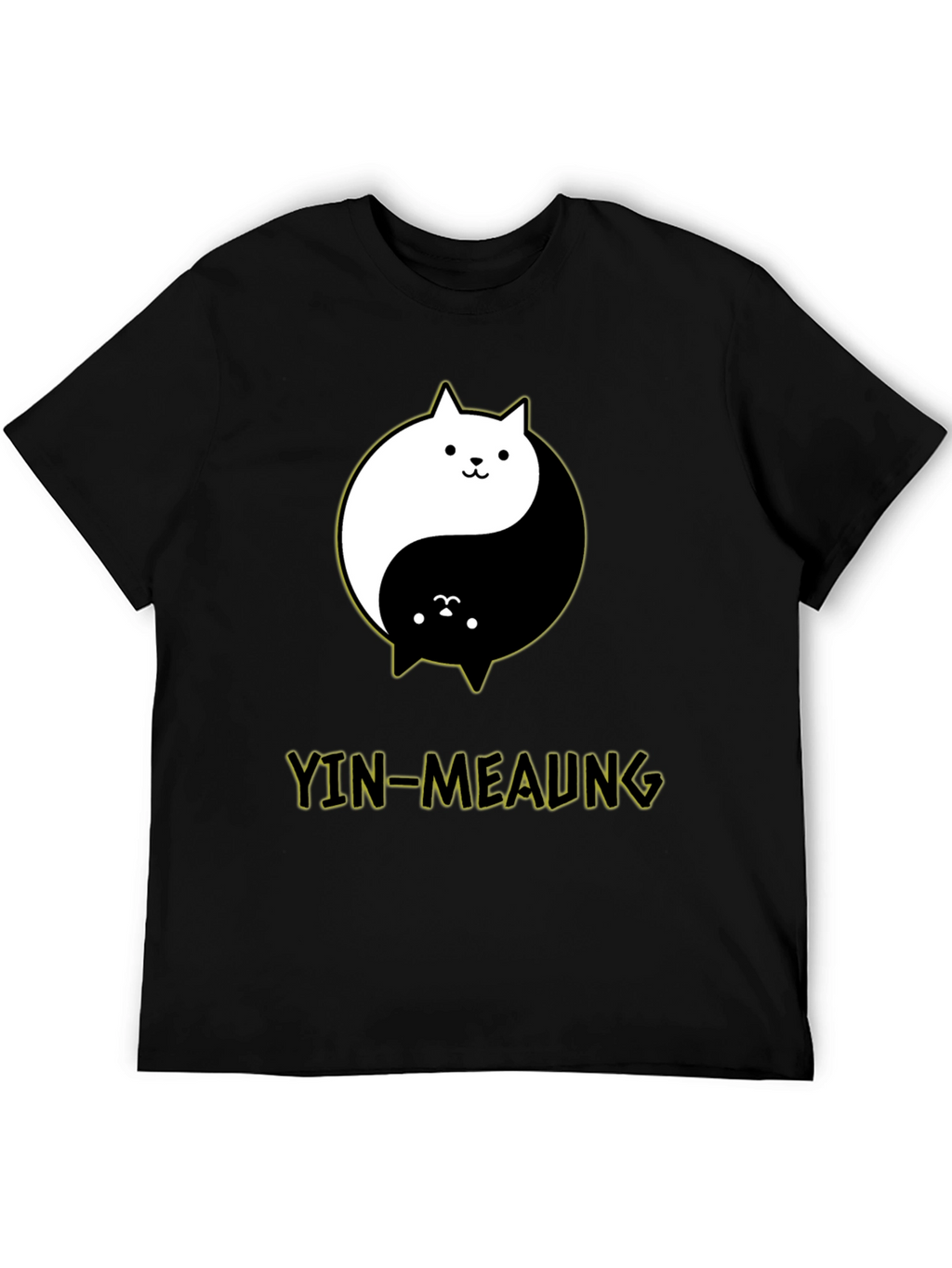 Yin-Meaung Cat Graphic Black T-Shirt