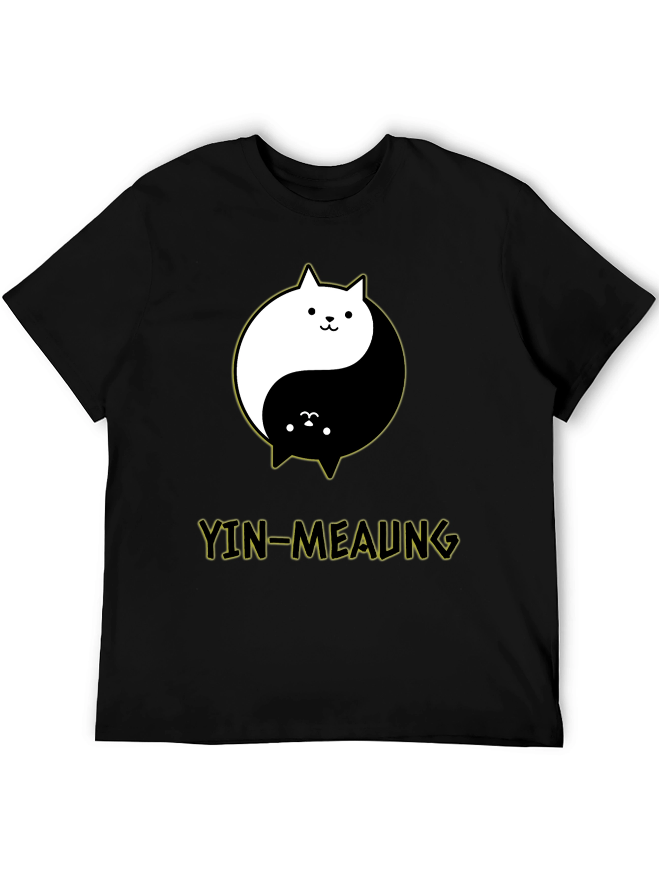 Yin-Meaung Cat Graphic Black T-Shirt