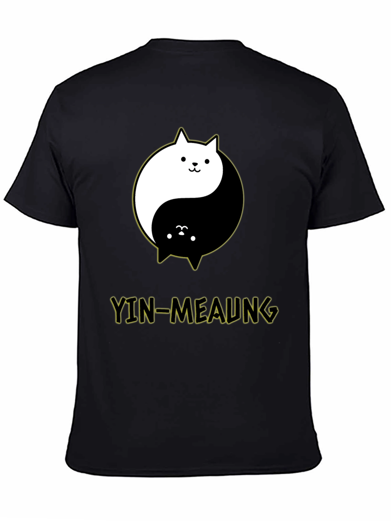 Yin-Meaung Cat Graphic Black T-Shirt
