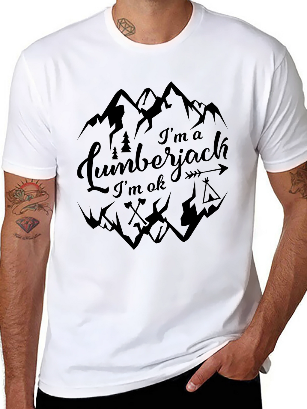 Lumberjack Graphic T-Shirt - Mountain Design