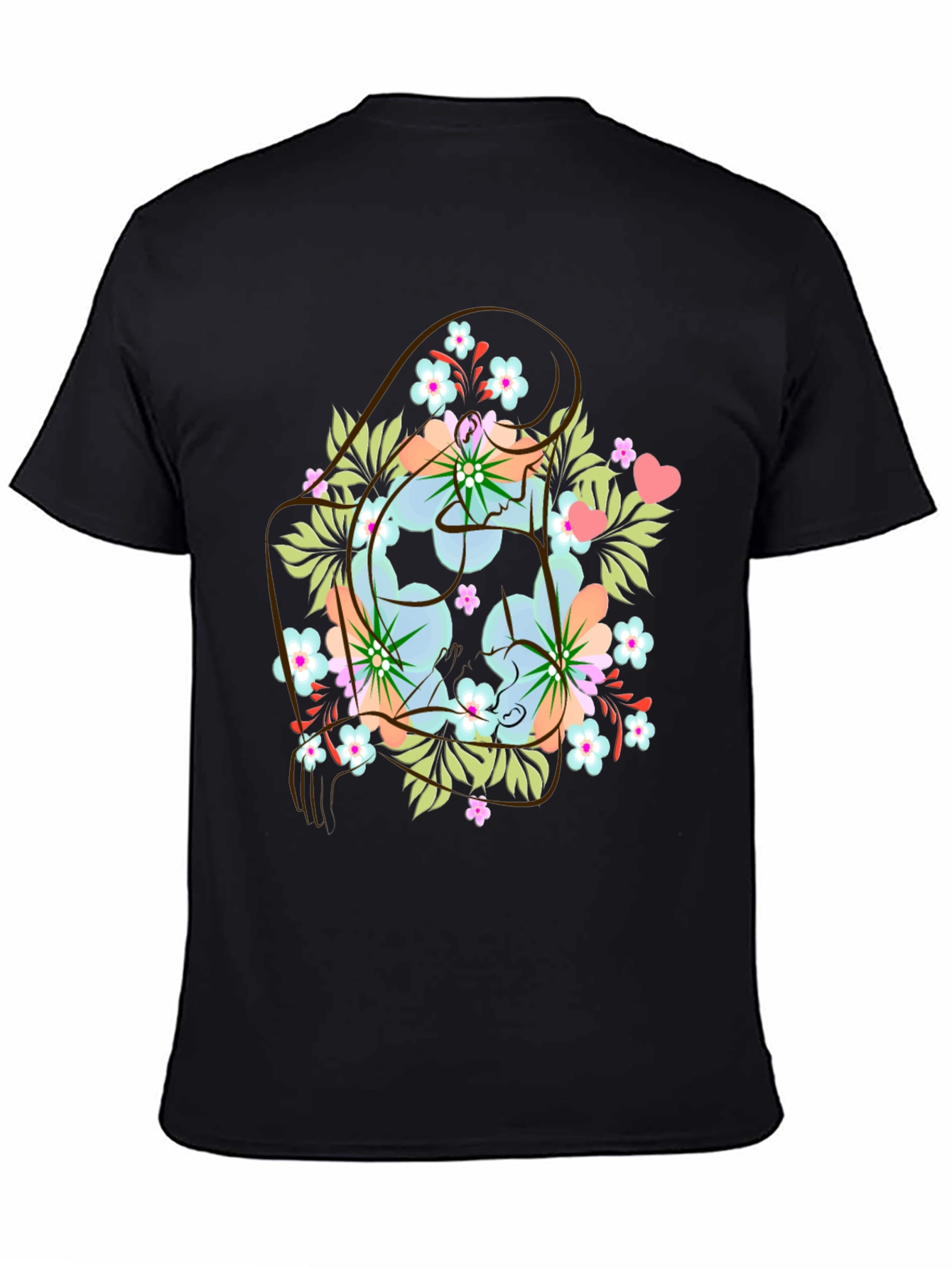 Floral Yin Yang Mens Graphic Tee - Black