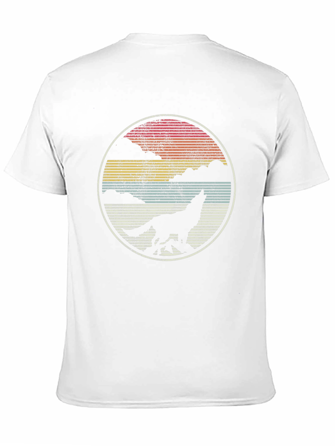 Wolf Howl Sunset Tee - Retro Style