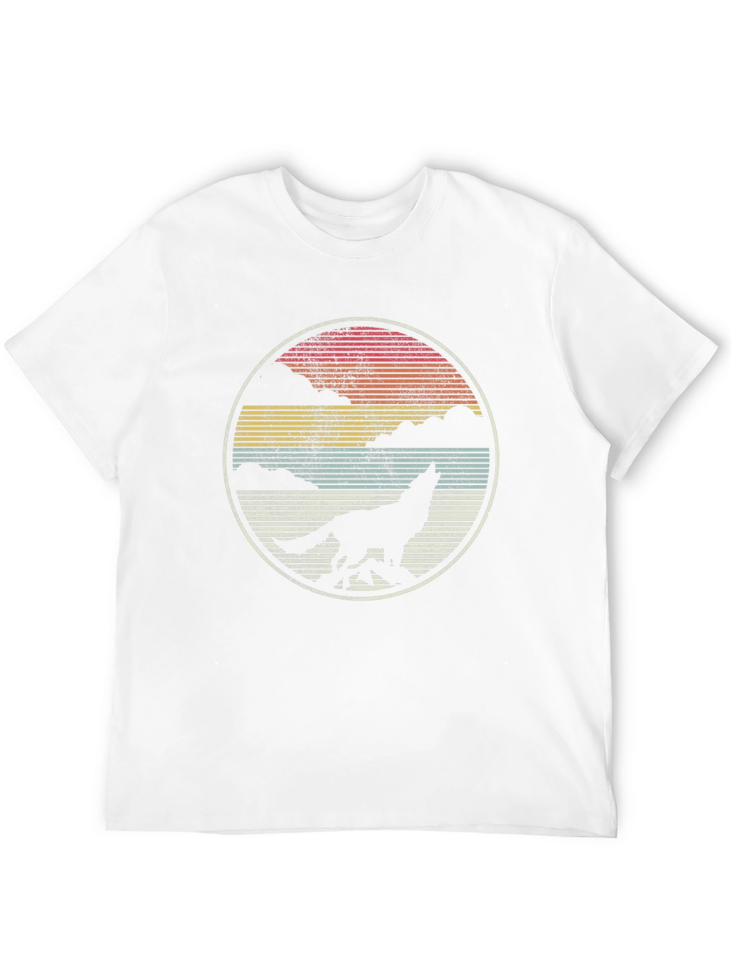 Wolf Howl Sunset Tee - Retro Style