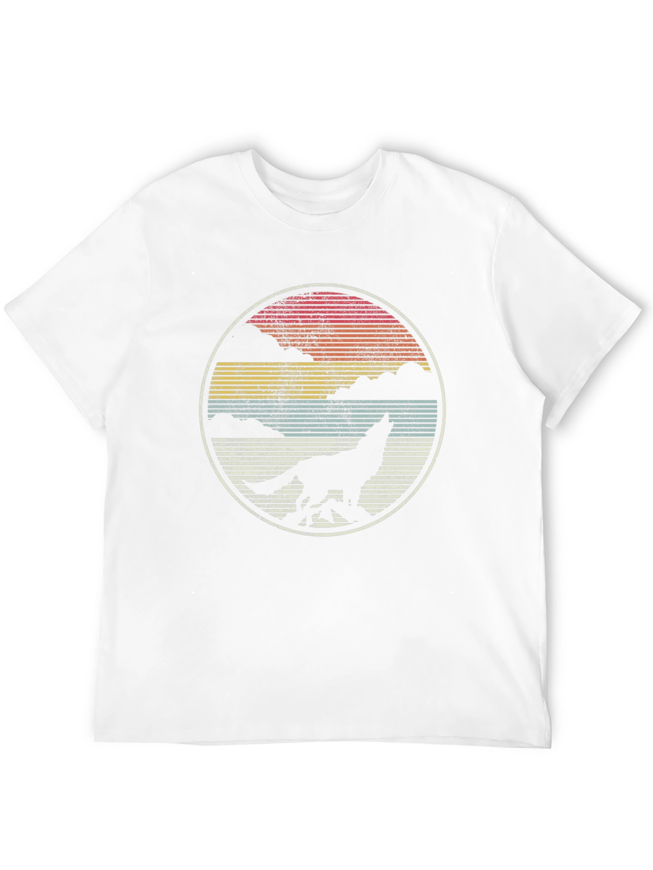Wolf Howl Sunset Tee - Retro Style