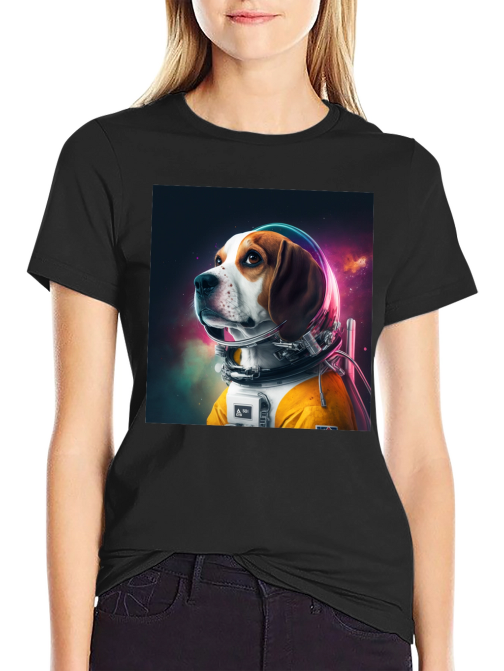 Astronaut Dog Graphic Tee - Cool Space Beagle Shirt