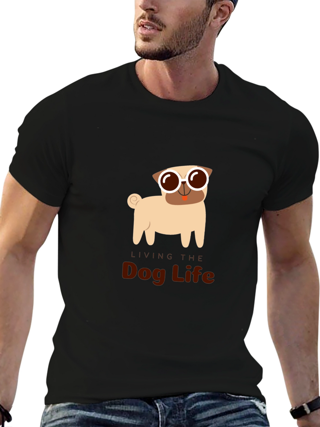 Dog Life Tee: Pug with Sunglasses