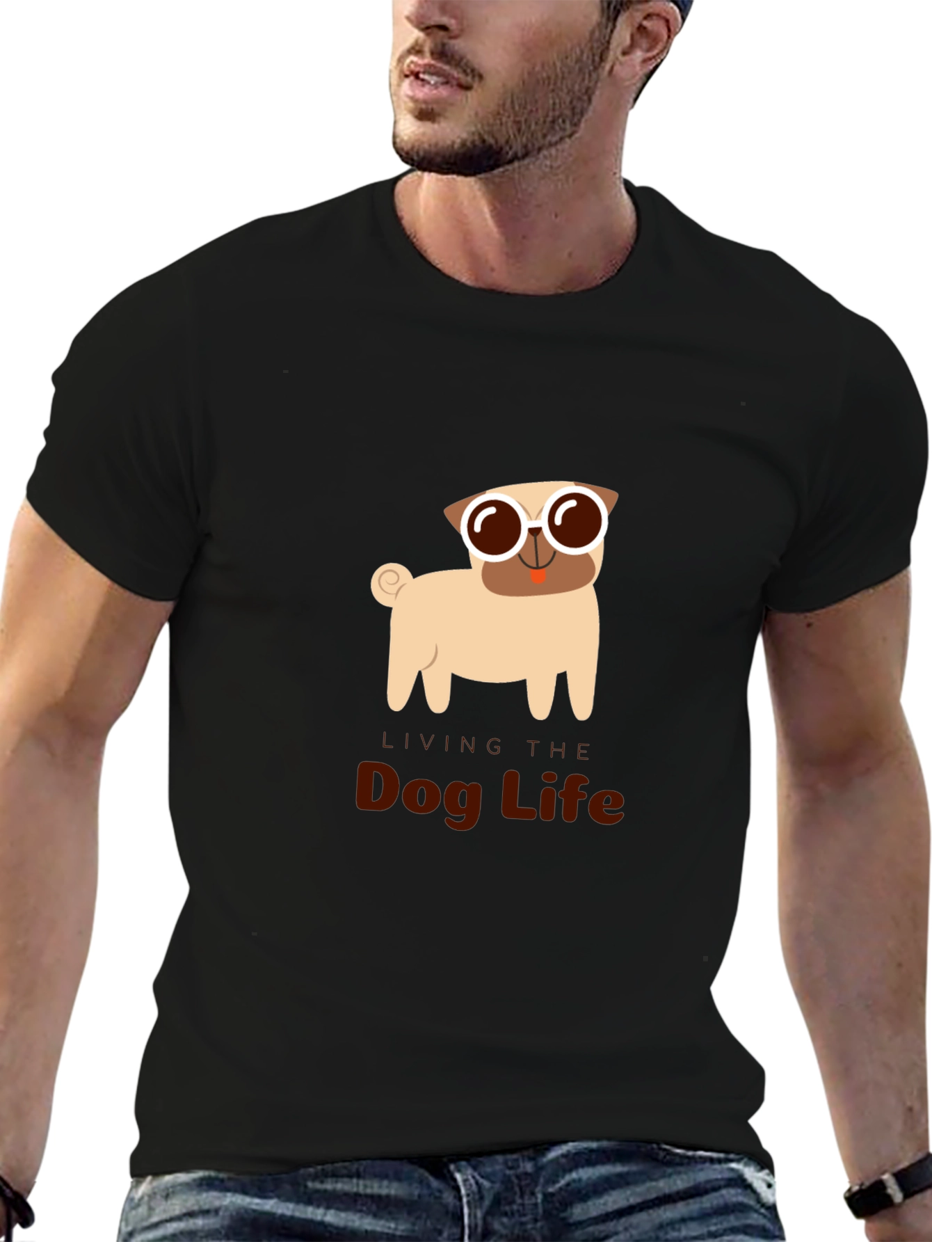 Dog Life Tee: Pug with Sunglasses