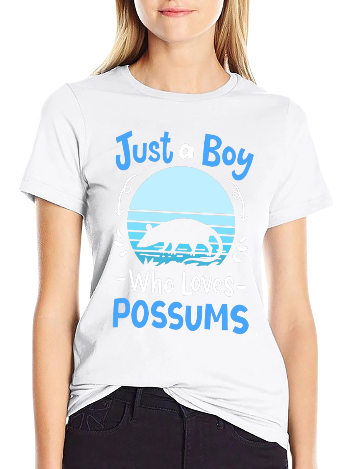 Just A Boy Who Loves Possums Black Graphic Tee