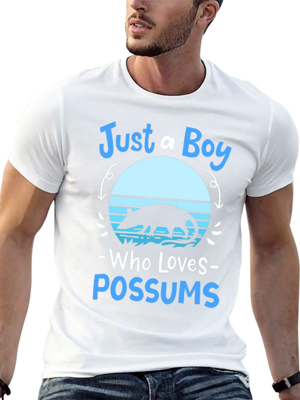 Just A Boy Who Loves Possums Black Graphic Tee