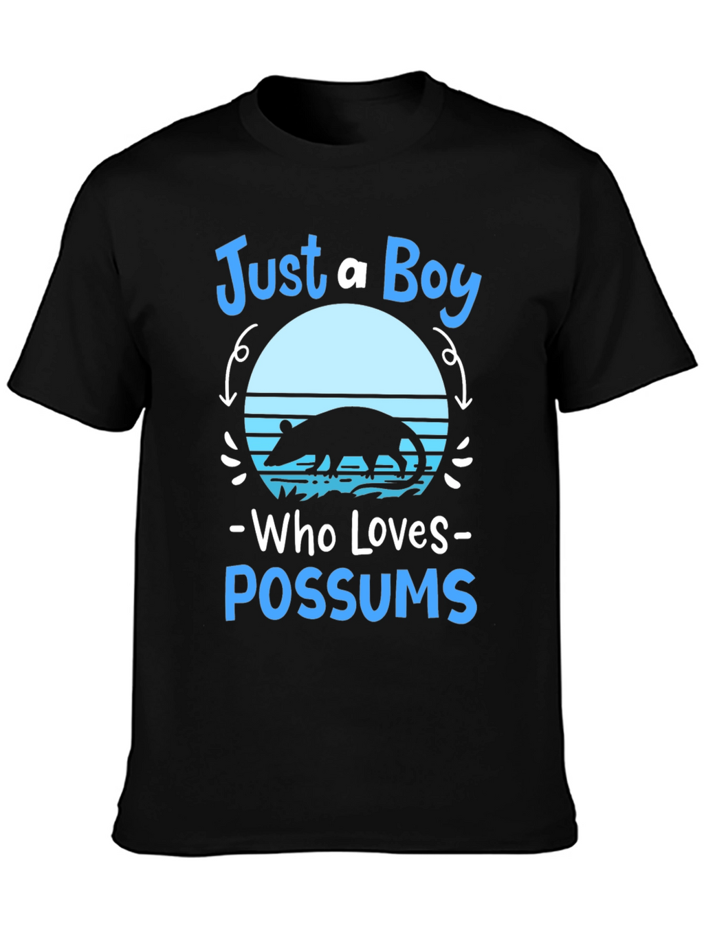 Just A Boy Who Loves Possums Black Graphic Tee