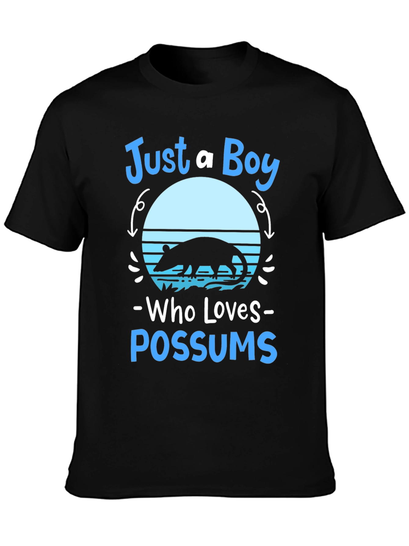 Just A Boy Who Loves Possums Black Graphic Tee