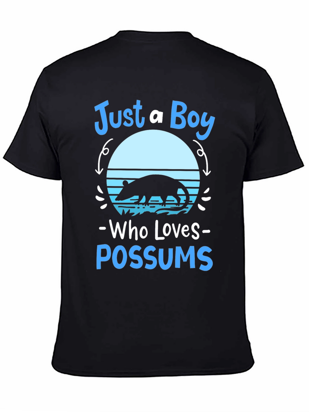 Just A Boy Who Loves Possums Black Graphic Tee