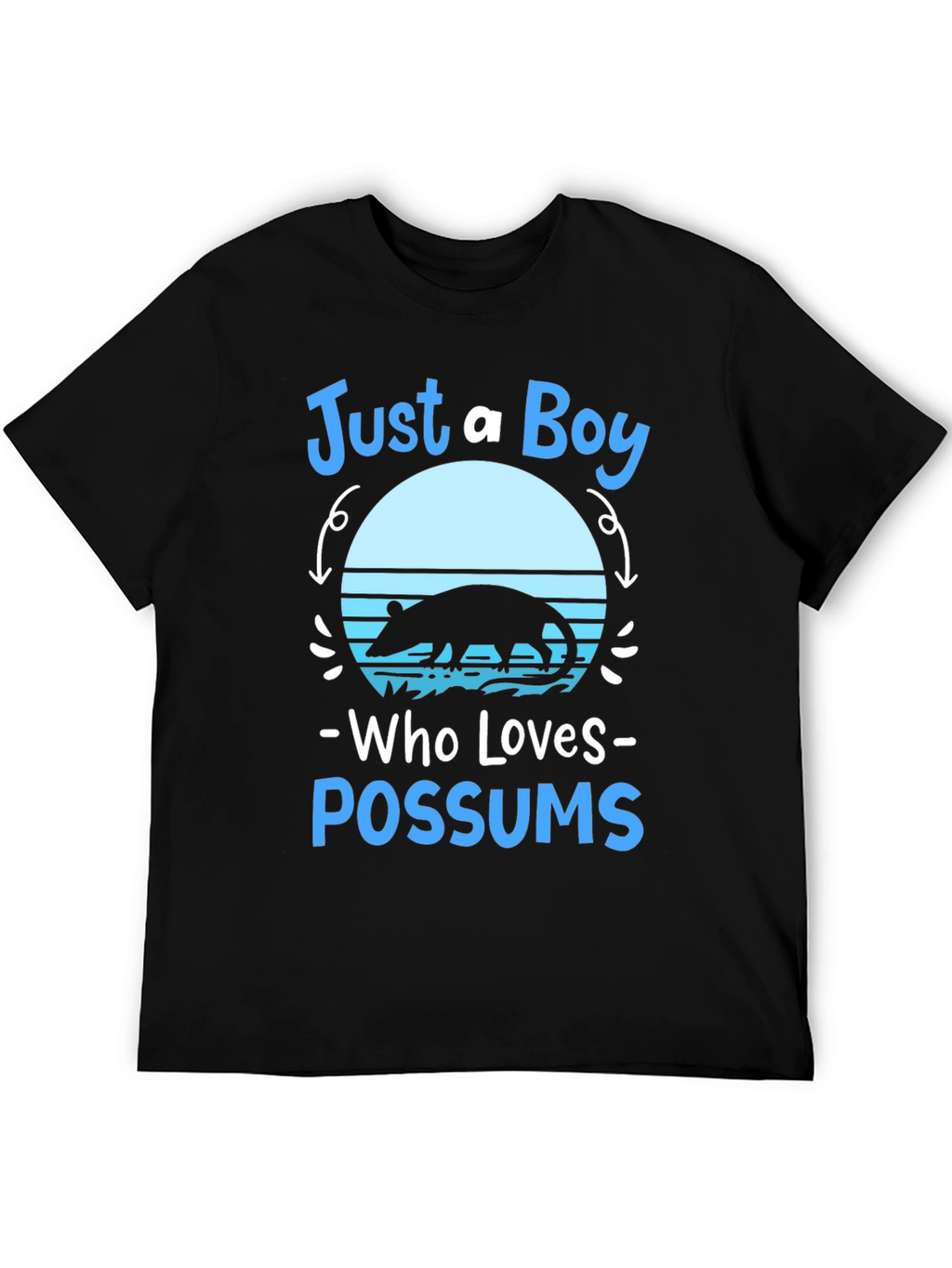 Just A Boy Who Loves Possums Black Graphic Tee