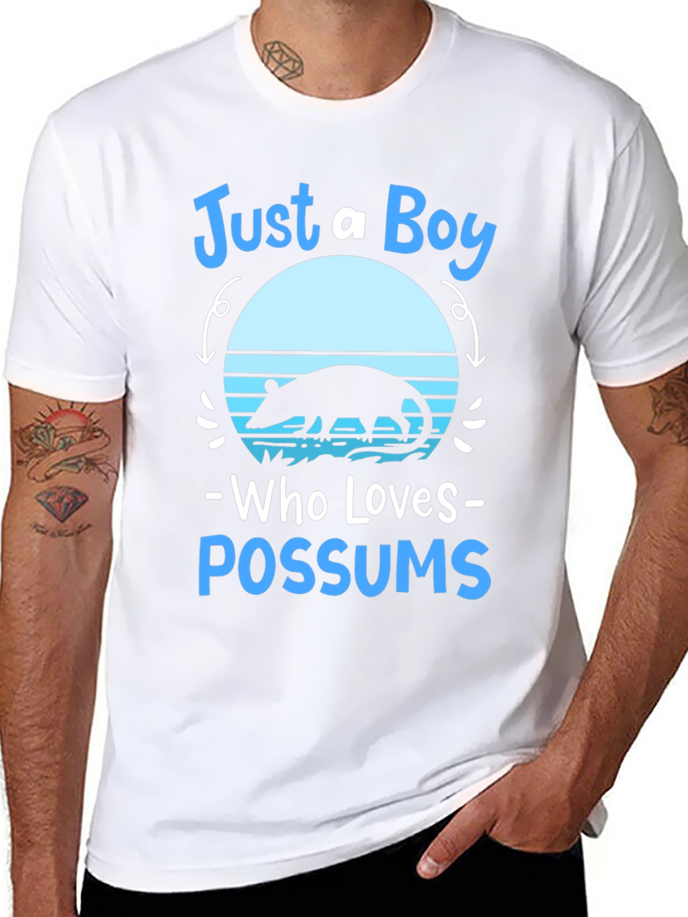 Just A Boy Who Loves Possums Black Graphic Tee