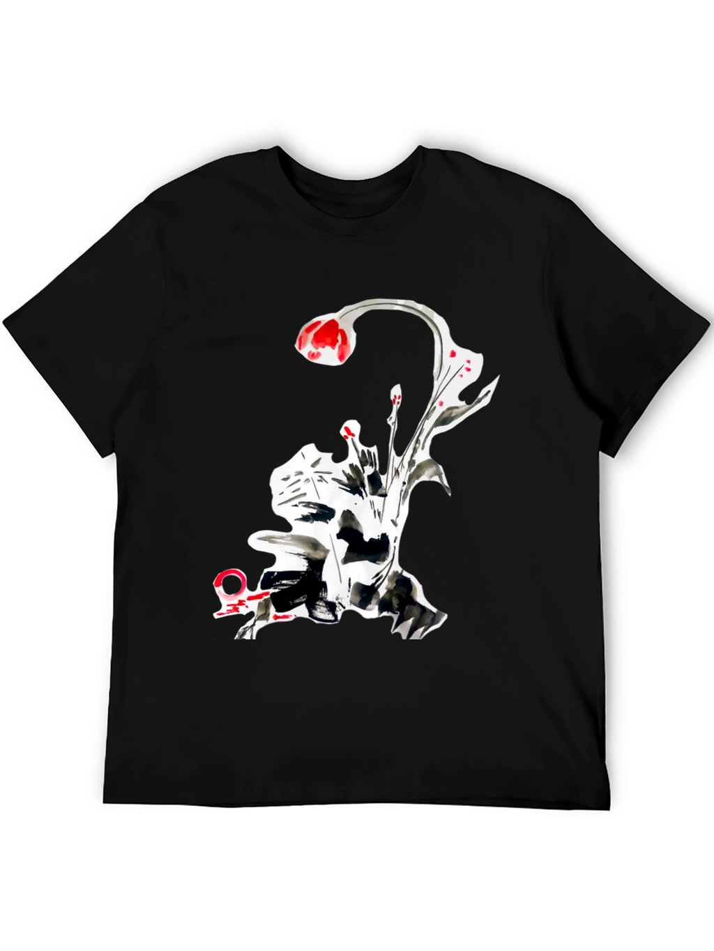 Abstract Floral Graphic Tee - Black