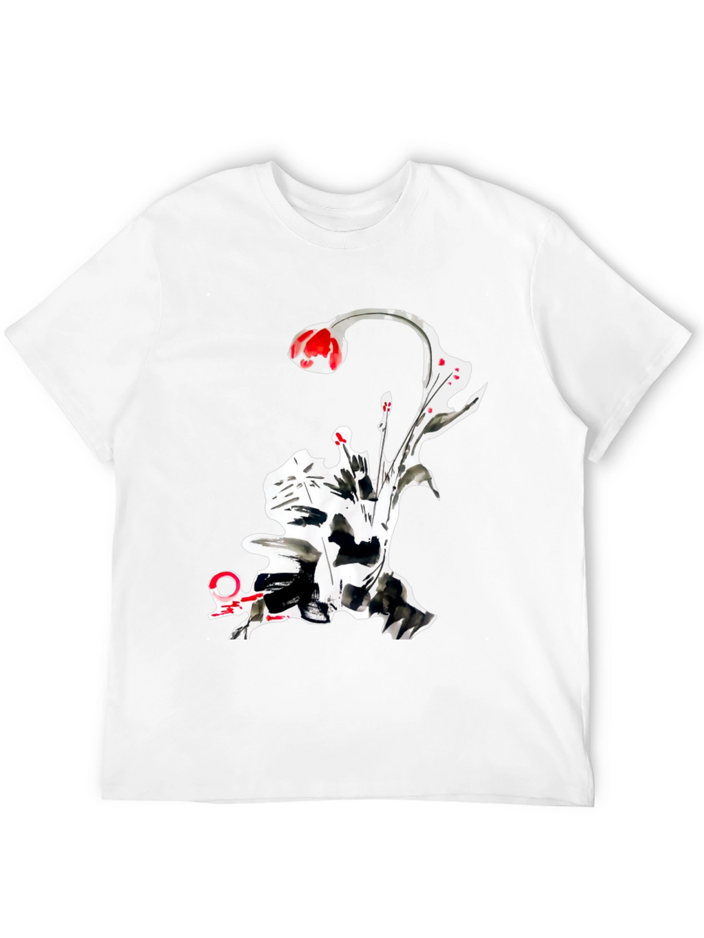 Abstract Floral Graphic Tee - Black