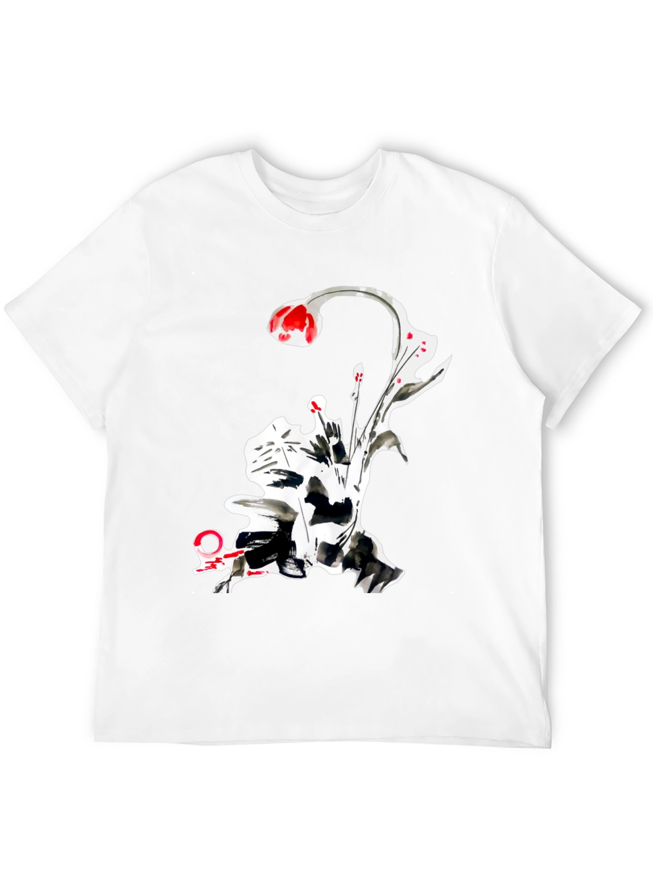 Abstract Floral Graphic Tee - Black