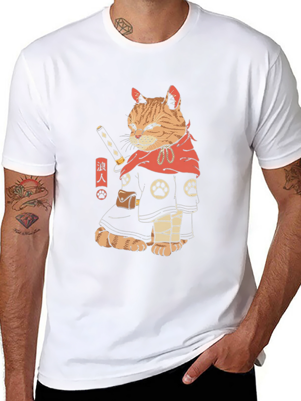 Samurai Cat T-Shirt - Unique Graphic Tee