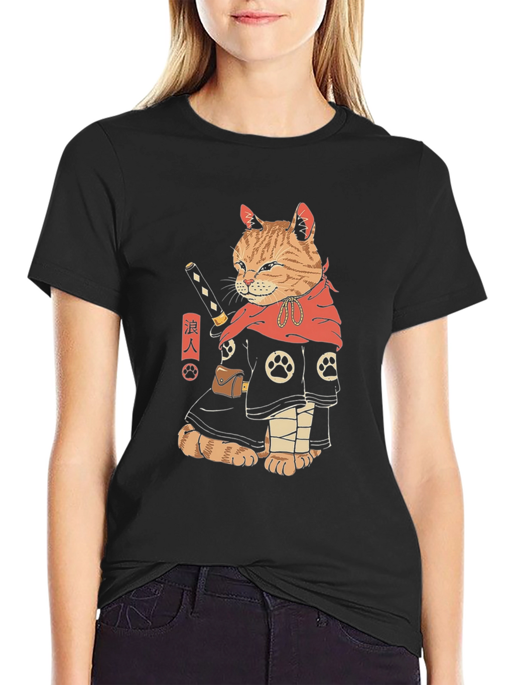 Samurai Cat T-Shirt - Unique Graphic Tee